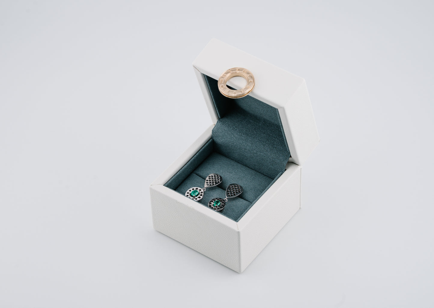The Ritual of Dawn Colombian Emerald Earrings in 0.24 ct Sterling Silver