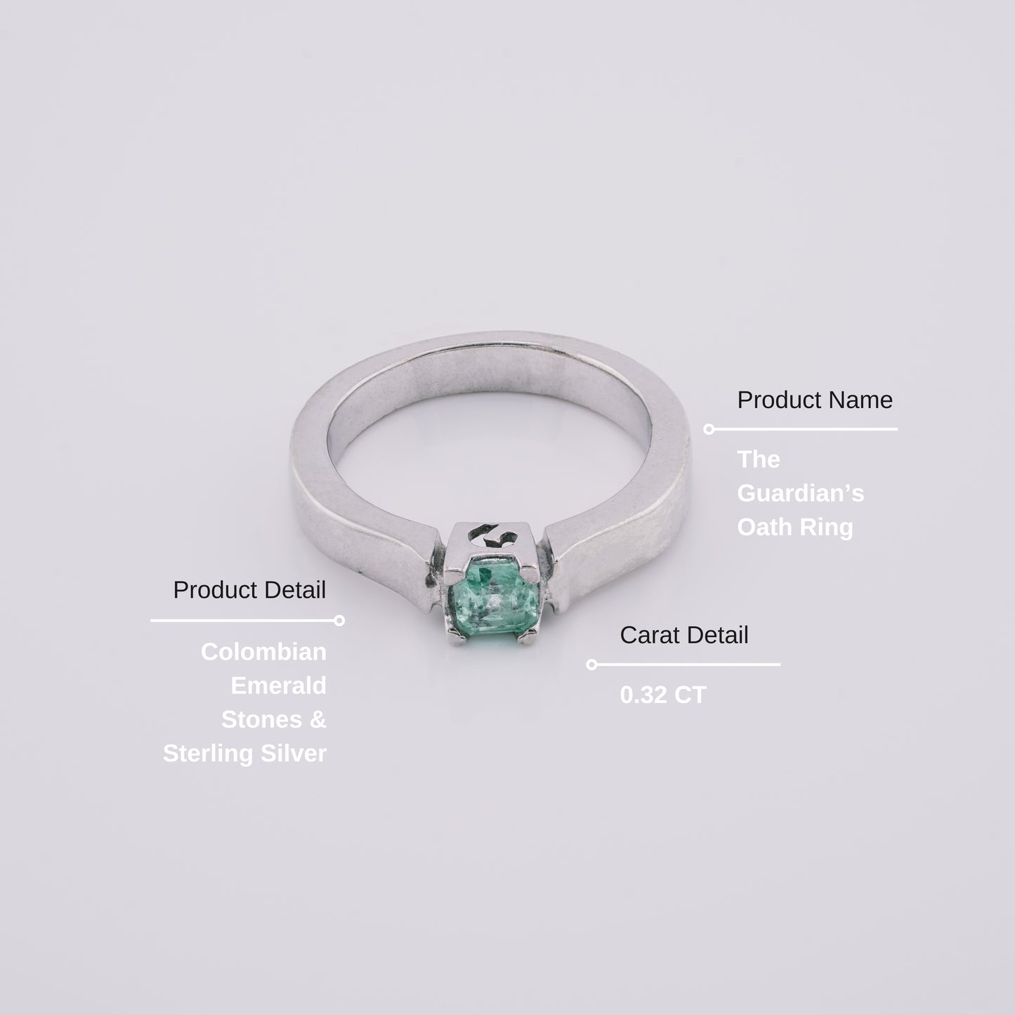 The Guardian’s Oath Colombian Emerald Ring in 0.32 ct Sterling Silver