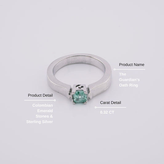 The Guardian’s Oath Colombian Emerald Ring in 0.32 ct Sterling Silver
