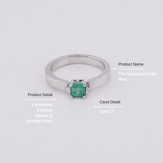 The Guardian’s Oath Colombian Emerald Ring in 0.36 ct Sterling Silver