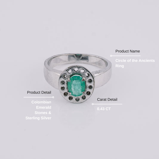 The Circle of the Ancients Colombian Emerald Ring in 0.43 ct Sterling Silver
