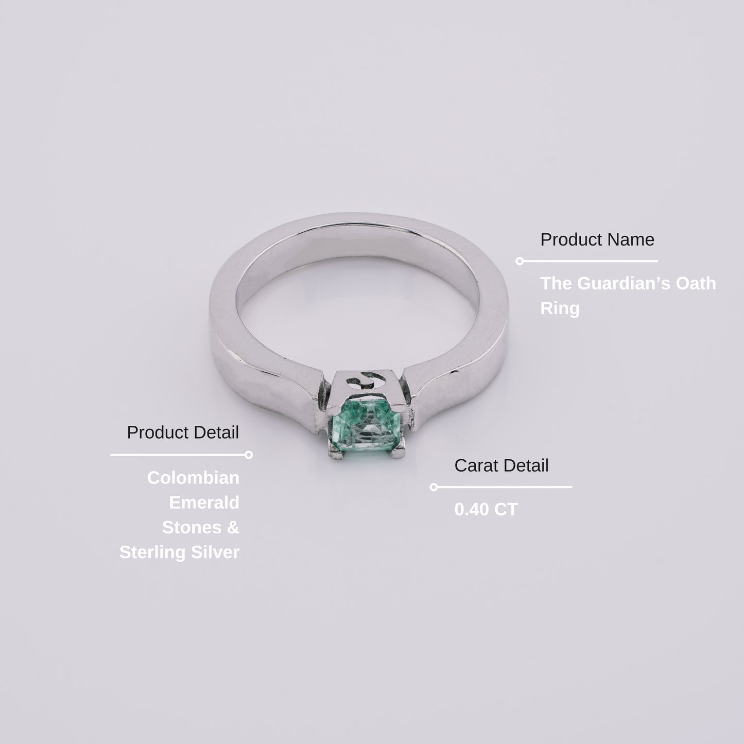 The Guardian’s Oath Colombian Emerald Ring in 0.40 ct Sterling Silver