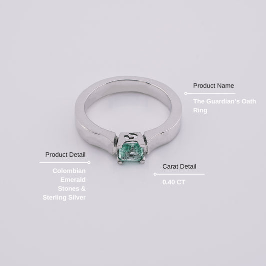 The Guardian’s Oath Colombian Emerald Ring in 0.40 ct Sterling Silver