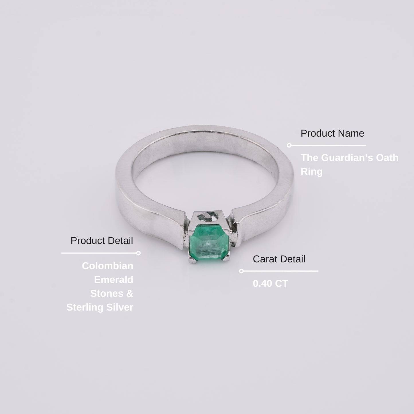 The Guardian’s Oath Colombian Emerald Ring in 0.40 ct Sterling Silver