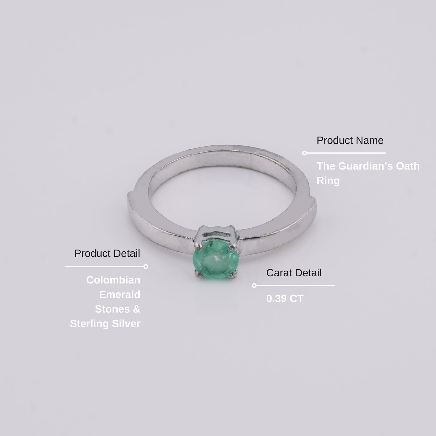 The Guardian’s Oath Colombian Emerald Ring in 0.39 ct Sterling Silver