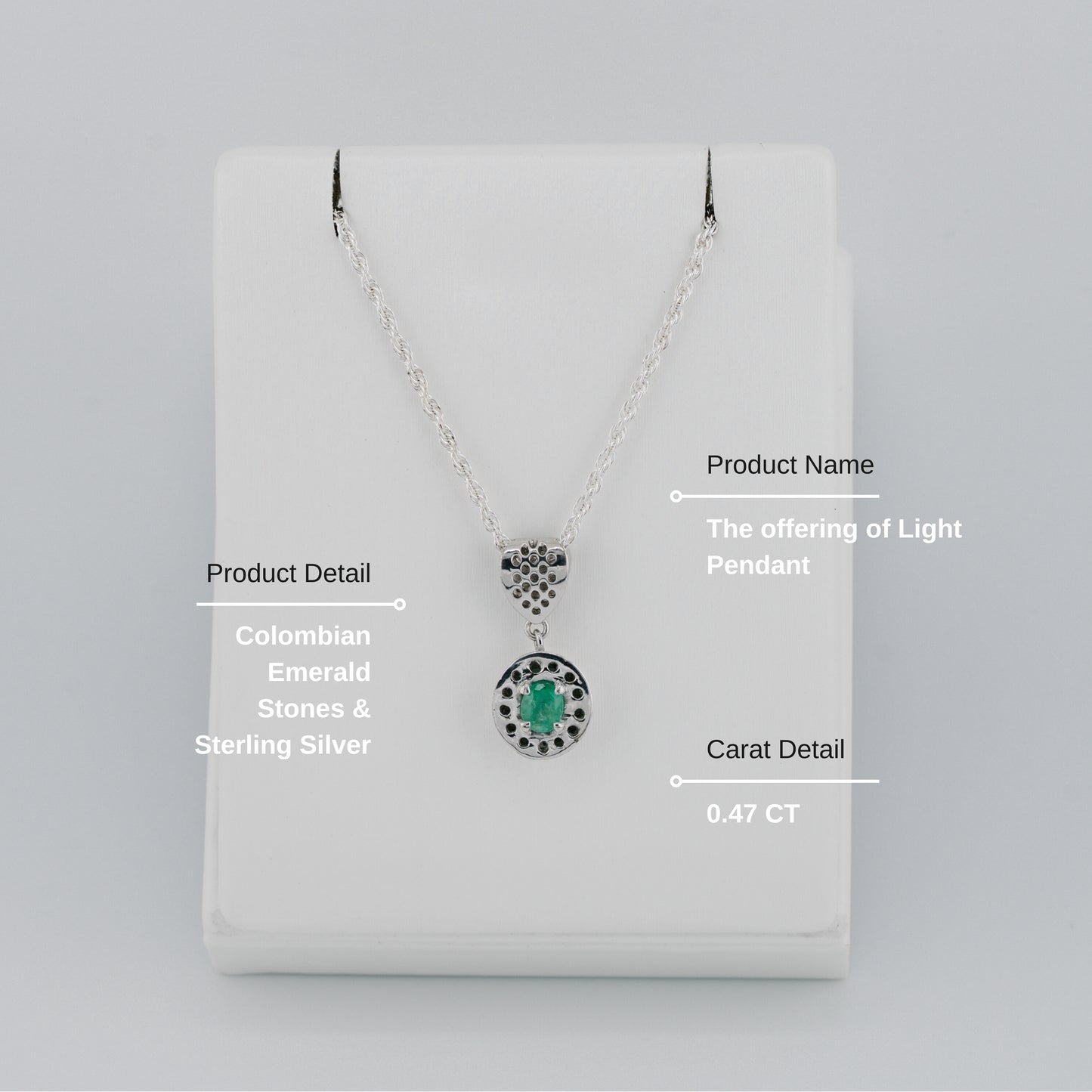 The Offering of Light Pendant – 0.47 Colombian Emerald – 950 Sterling Silver