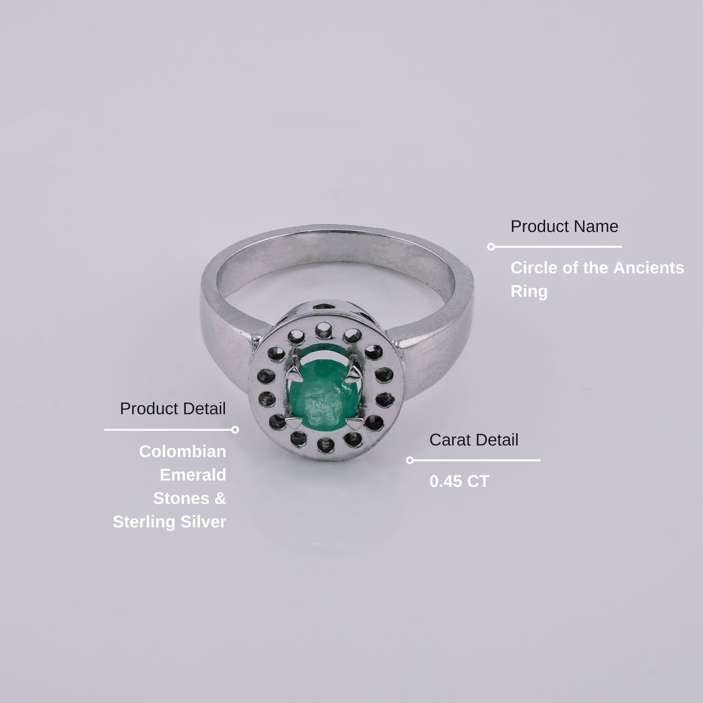 Circle of the Ancients Colombian Emerald Ring in 0.45 ct Sterling Silver