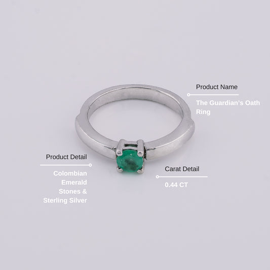 The Guardian’s Oath Colombian Emerald Ring in 0.44 ct Sterling Silver