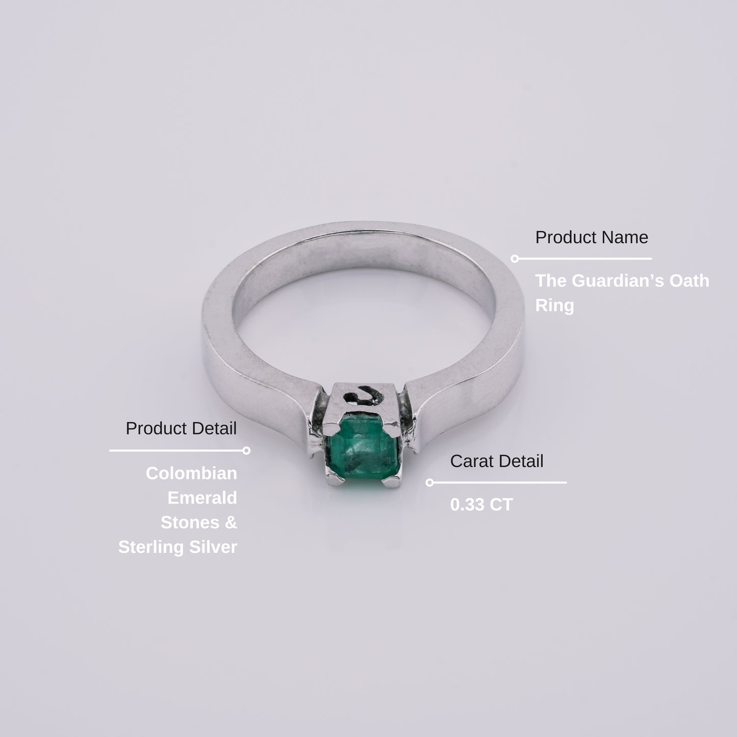 The Guardian’s Oath Colombian Emerald Ring in 0.33 ct Sterling Silver