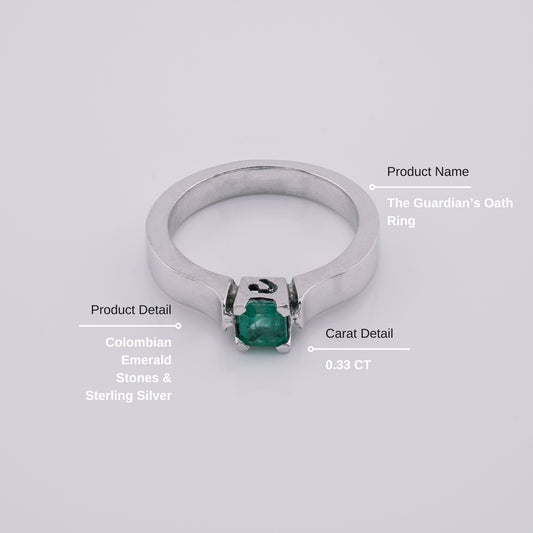The Guardian’s Oath Colombian Emerald Ring in 0.33 ct Sterling Silver