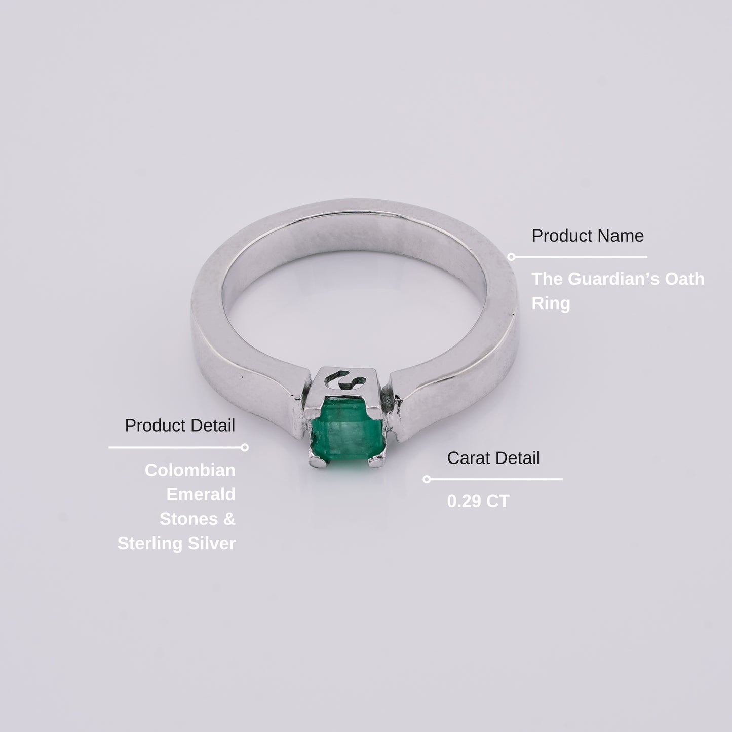 The Guardian’s Oath Colombian Emerald Ring in 0.29 ct Sterling Silver