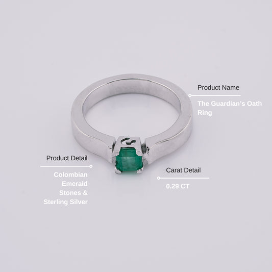The Guardian’s Oath Colombian Emerald Ring in 0.29 ct Sterling Silver