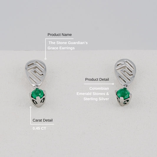 The Stone Guardian’s Grace Colombian Emerald Earrings in 0.45 ct Sterling Silver