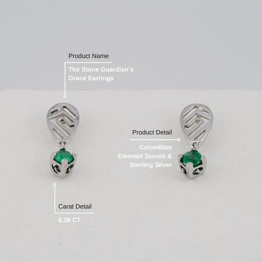 The Stone Guardian’s Grace Colombian Emerald Earrings in 0.26 ct Sterling Silver