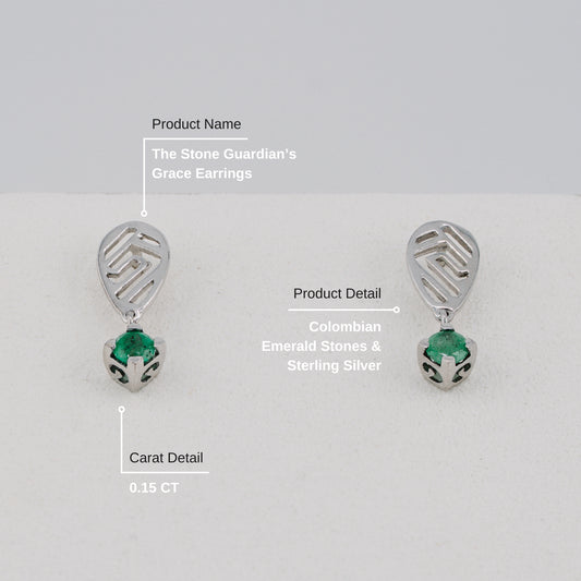 The Stone Guardian’s Grace Colombian Emerald Earrings in 0.15 ct Sterling Silver