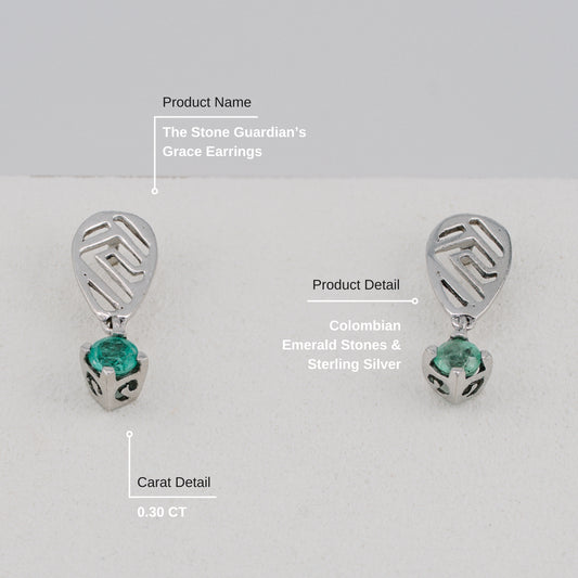 The Stone Guardian’s Grace Colombian Emerald Earrings in 0.30 ct Sterling Silver