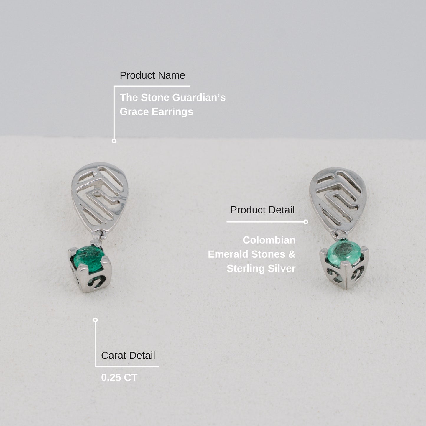 The Stone Guardian’s Grace Colombian Emerald Earrings in 0.25 ct Sterling Silver