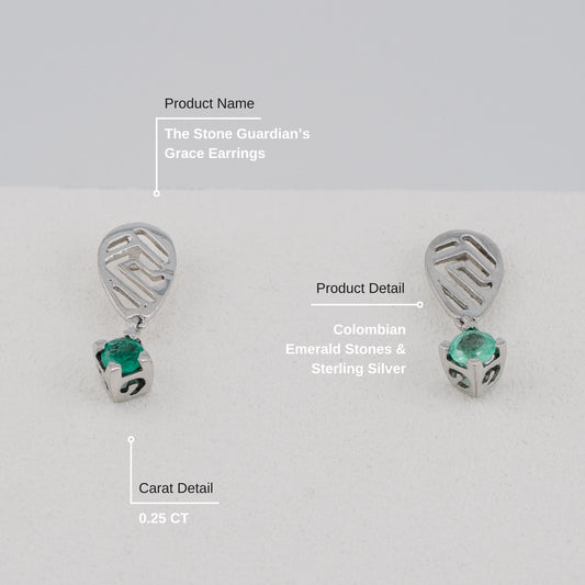 The Stone Guardian’s Grace Colombian Emerald Earrings in 0.25 ct Sterling Silver