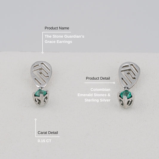The Stone Guardian’s Grace Colombian Emerald Earrings in 0.15 ct Sterling Silver