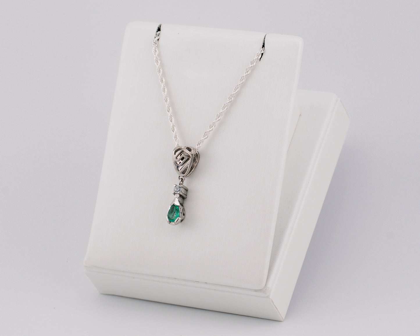 The Heart of the Guardian Pendant – 0.55 Colombian Emerald – 950 Sterling Silver