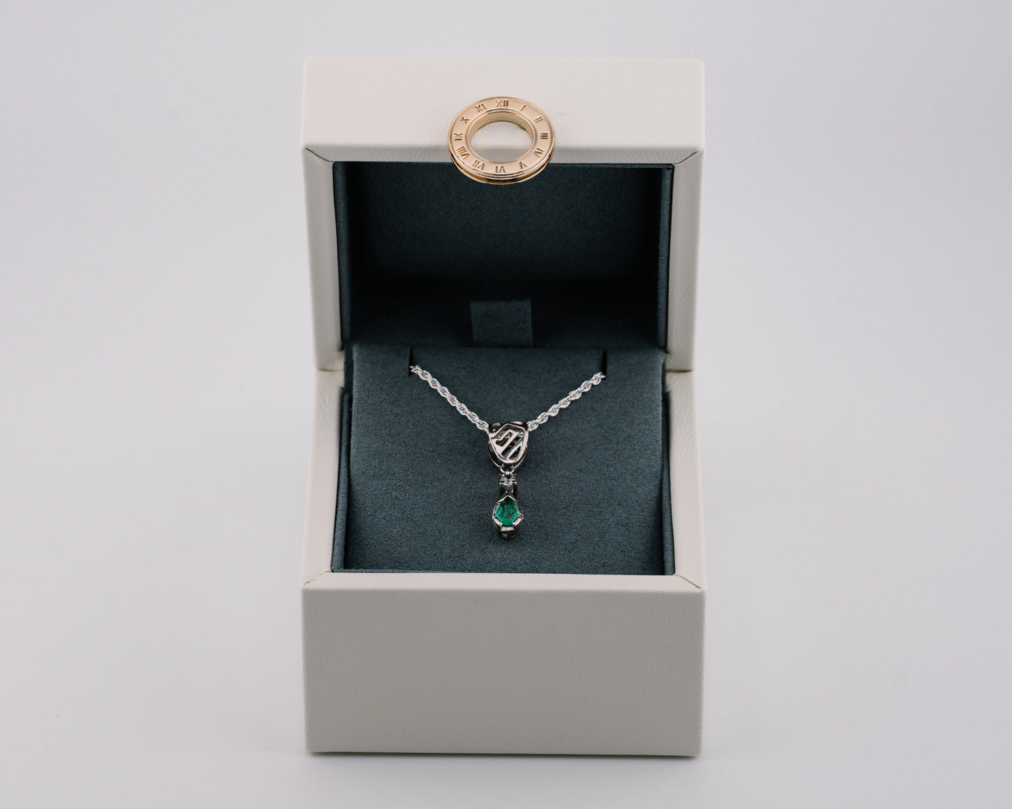 The Heart of the Guardian Pendant – 0.55 Colombian Emerald – 950 Sterling Silver