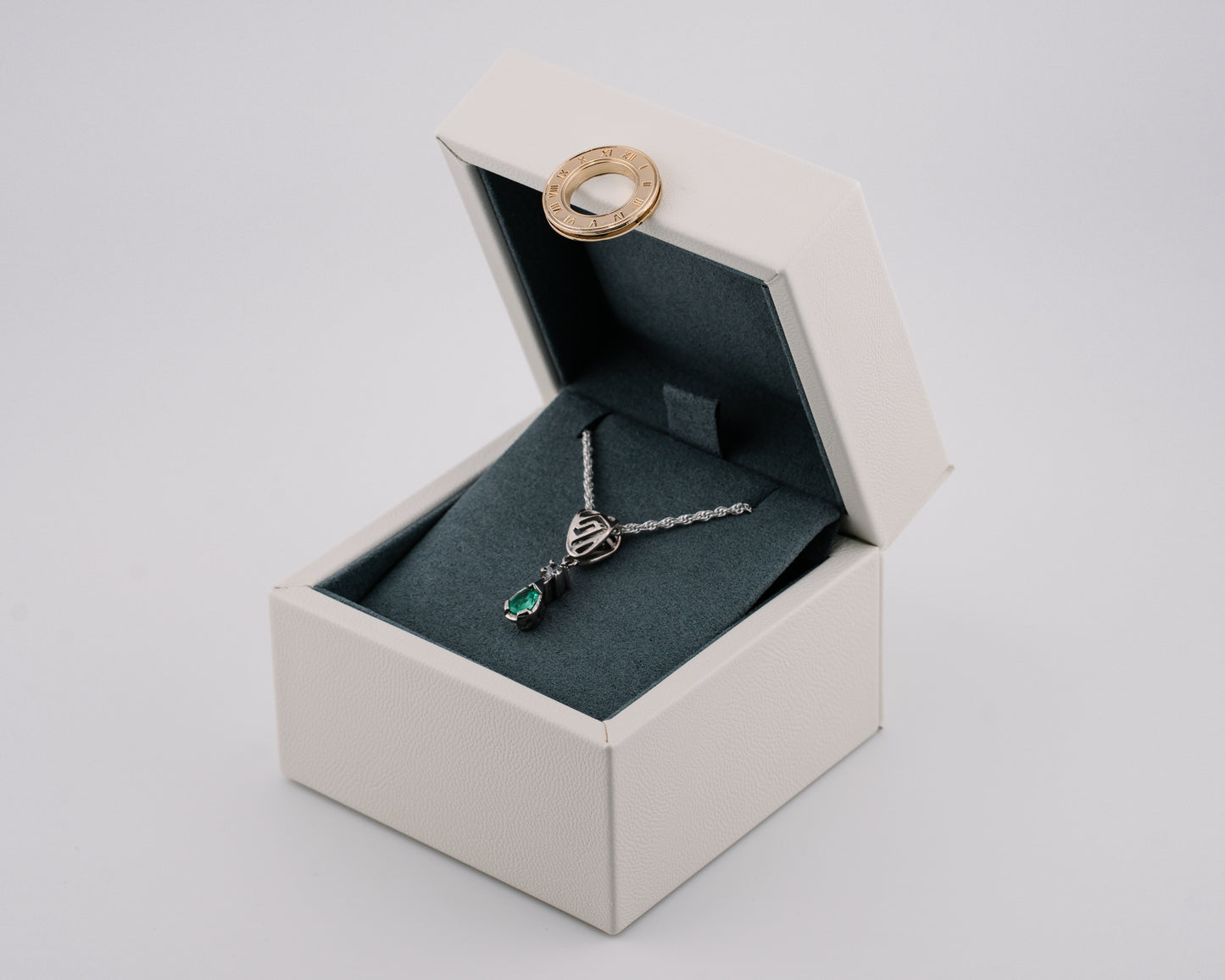 The Heart of the Guardian Pendant – 0.55 Colombian Emerald – 950 Sterling Silver