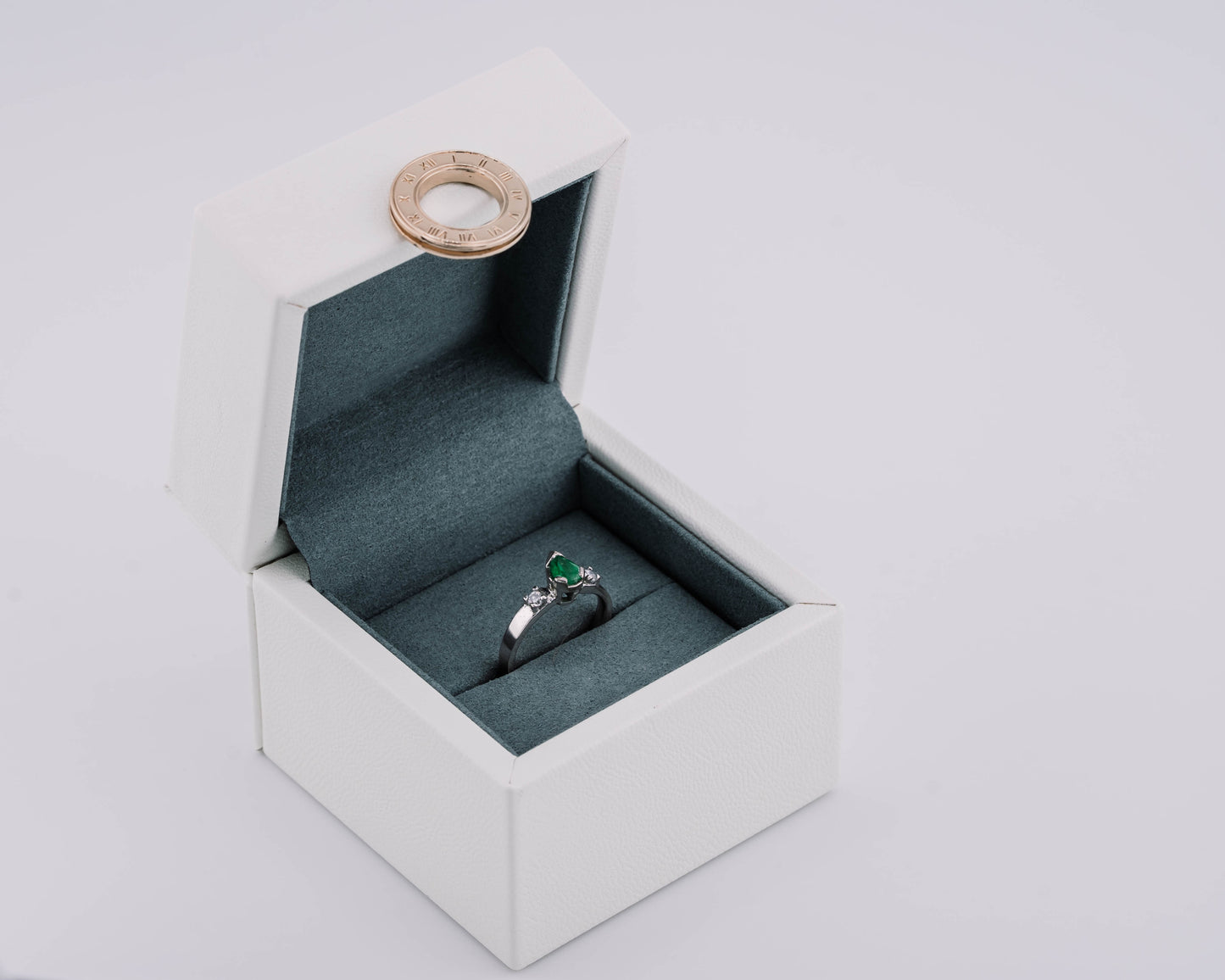 The Echo of Rebirth Colombian Emerald Ring in 0.55 ct Sterling Silver