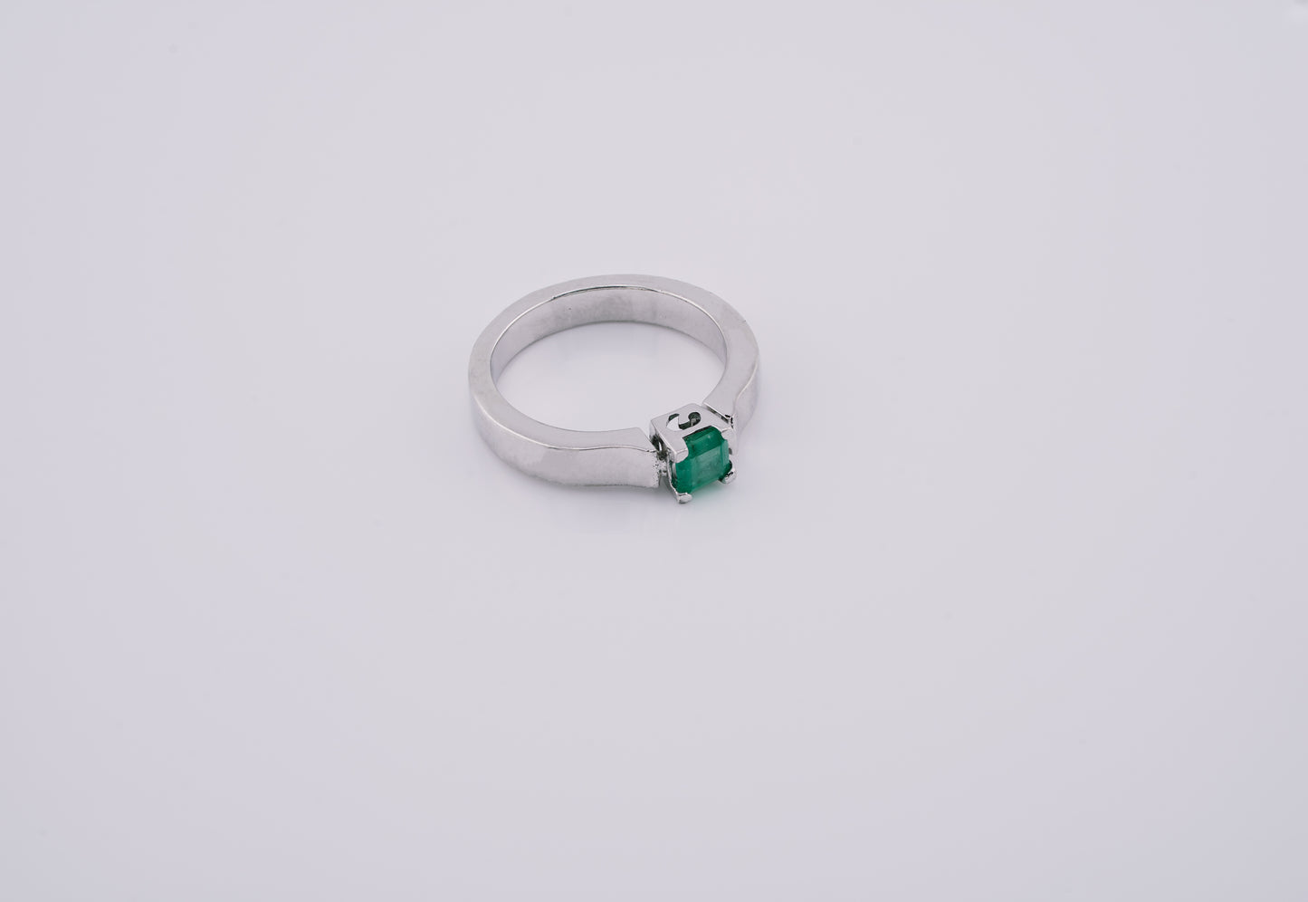 The Guardian’s Oath Colombian Emerald Ring in 0.29 ct Sterling Silver