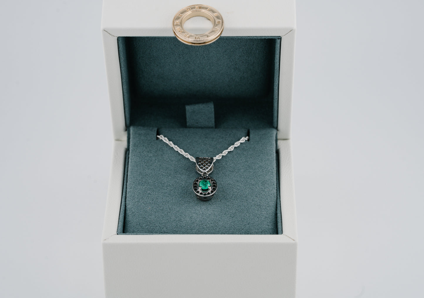 The Offering of Light Pendant – 0.40 Colombian Emerald – 950 Sterling Silver