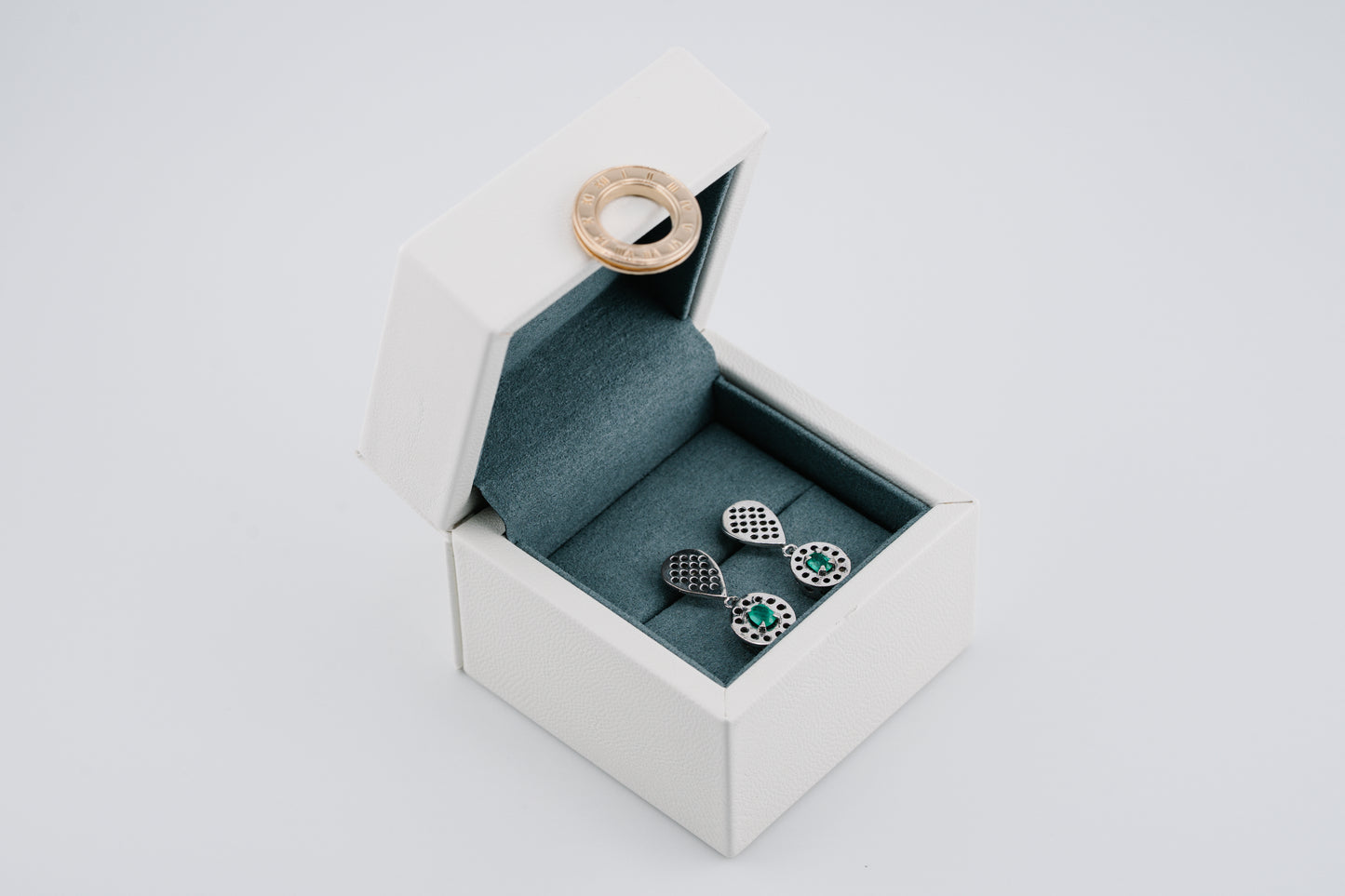 The Ritual of Dawn Colombian Emerald Earrings in 0.24 ct Sterling Silver