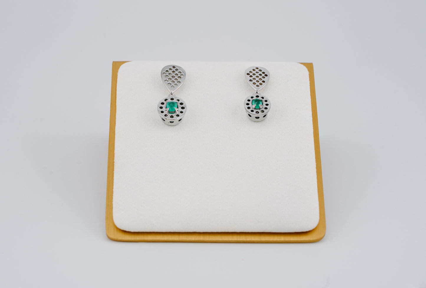 The Ritual of Dawn Colombian Emerald Earrings in 0.24 ct Sterling Silver