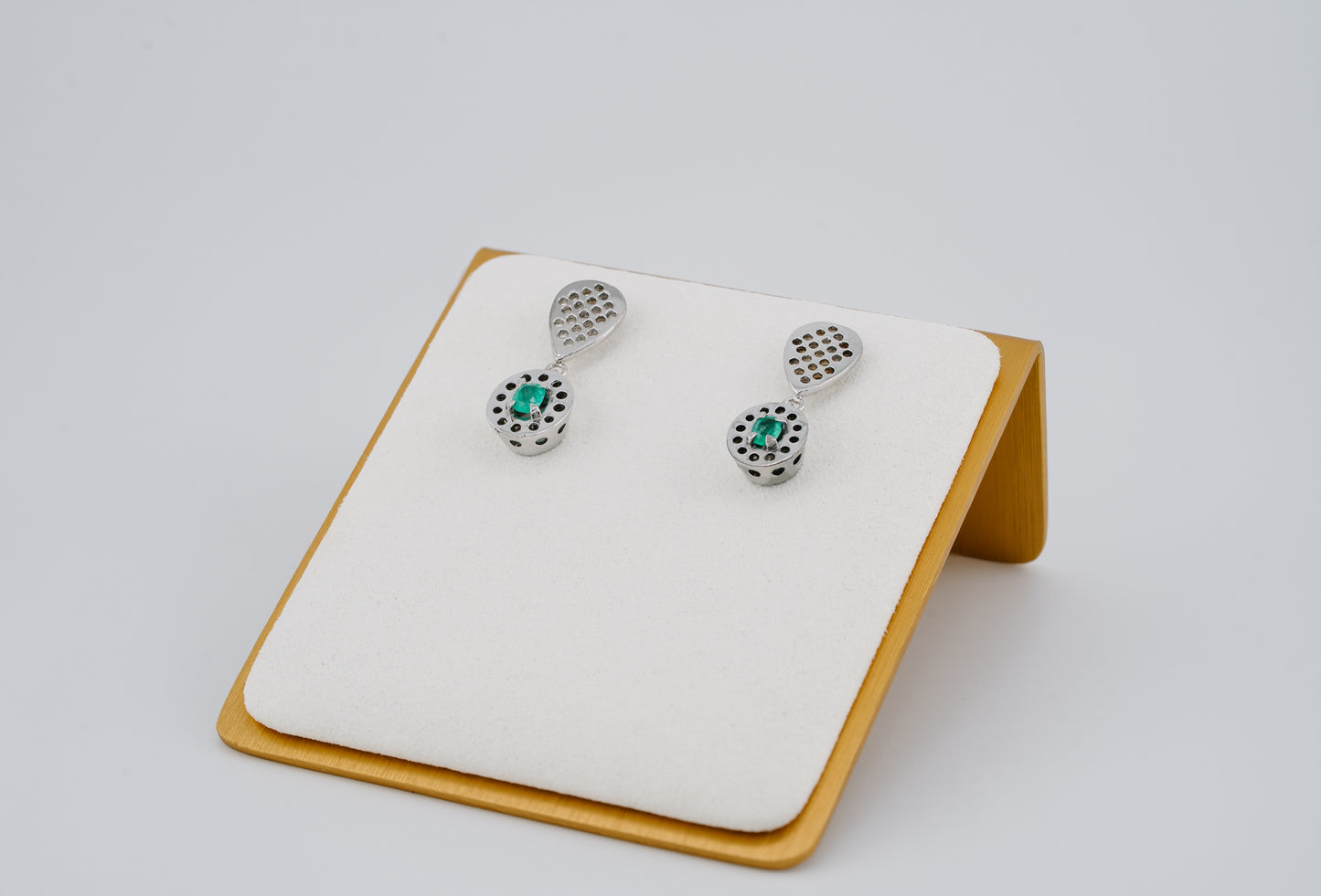 The Ritual of Dawn Colombian Emerald Earrings in 0.24 ct Sterling Silver