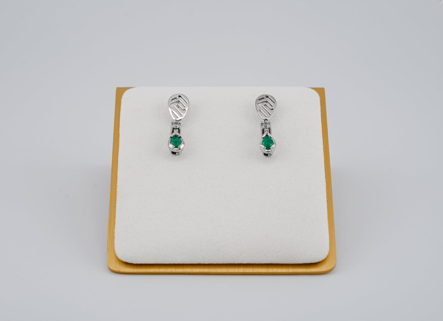 The Whisper of the Eagle Colombian Emerald Earrings in 0.38 ct Sterling Silver