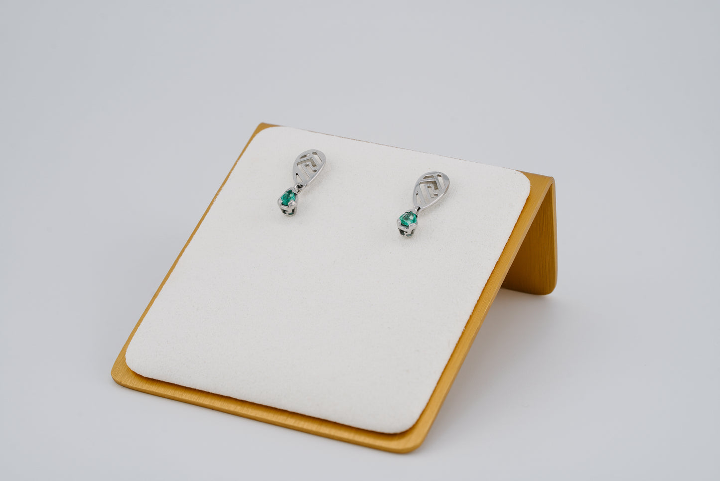 The Whisper of the Eagle Colombian Emerald Earrings in 0.27 ct Sterling Silver