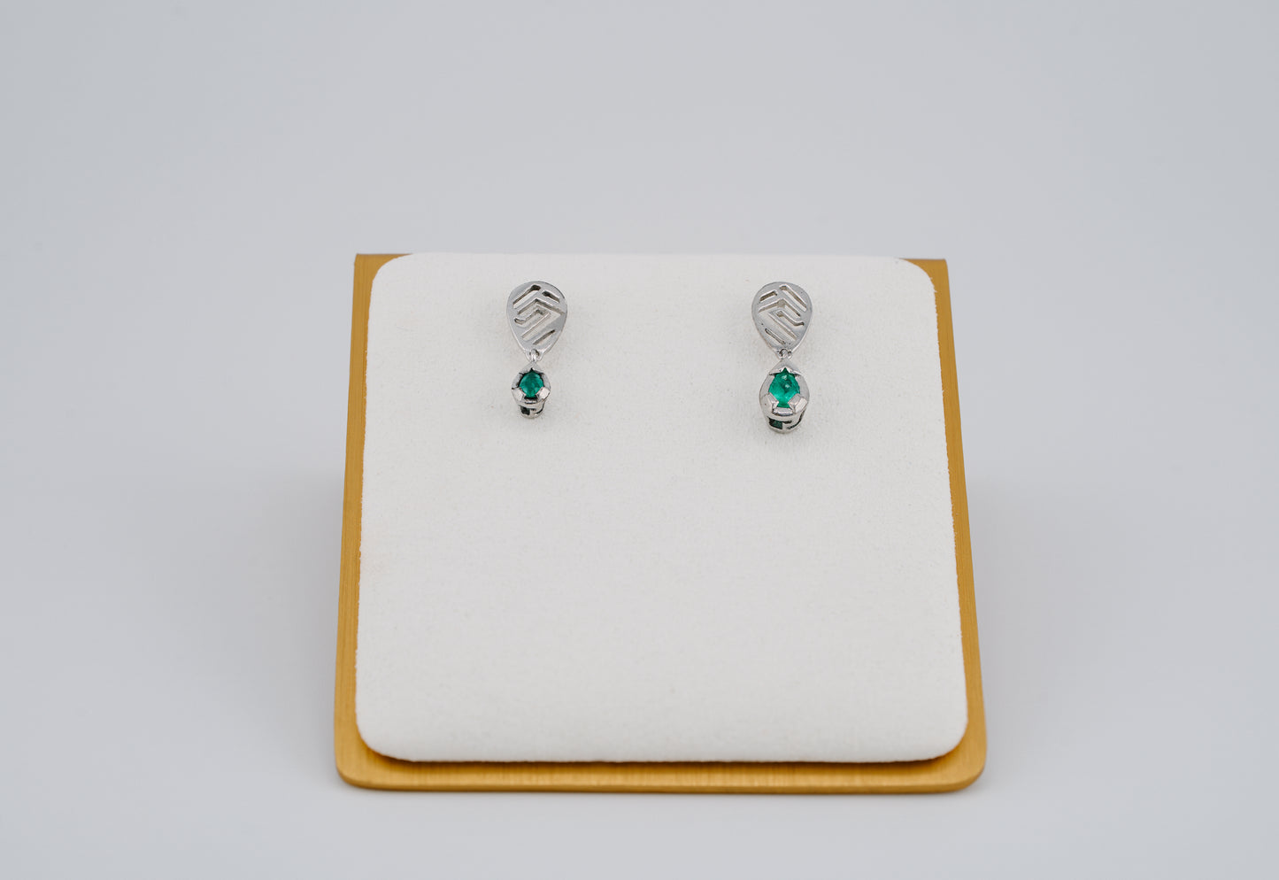 The Whisper of the Eagle Colombian Emerald Earrings in 0.10 ct Sterling Silver