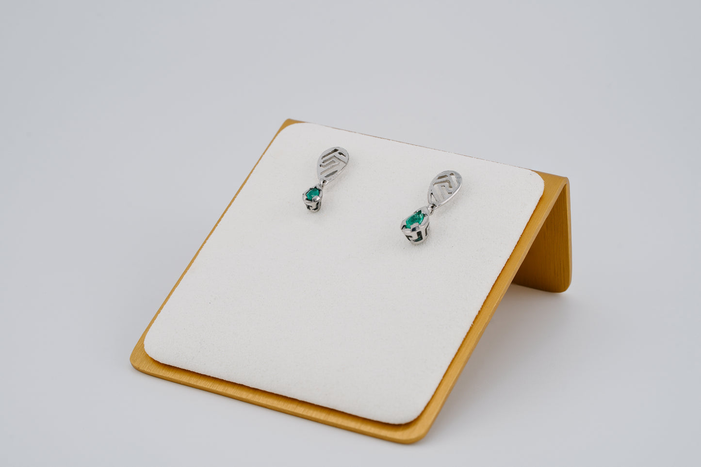 The Whisper of the Eagle Colombian Emerald Earrings in 0.10 ct Sterling Silver