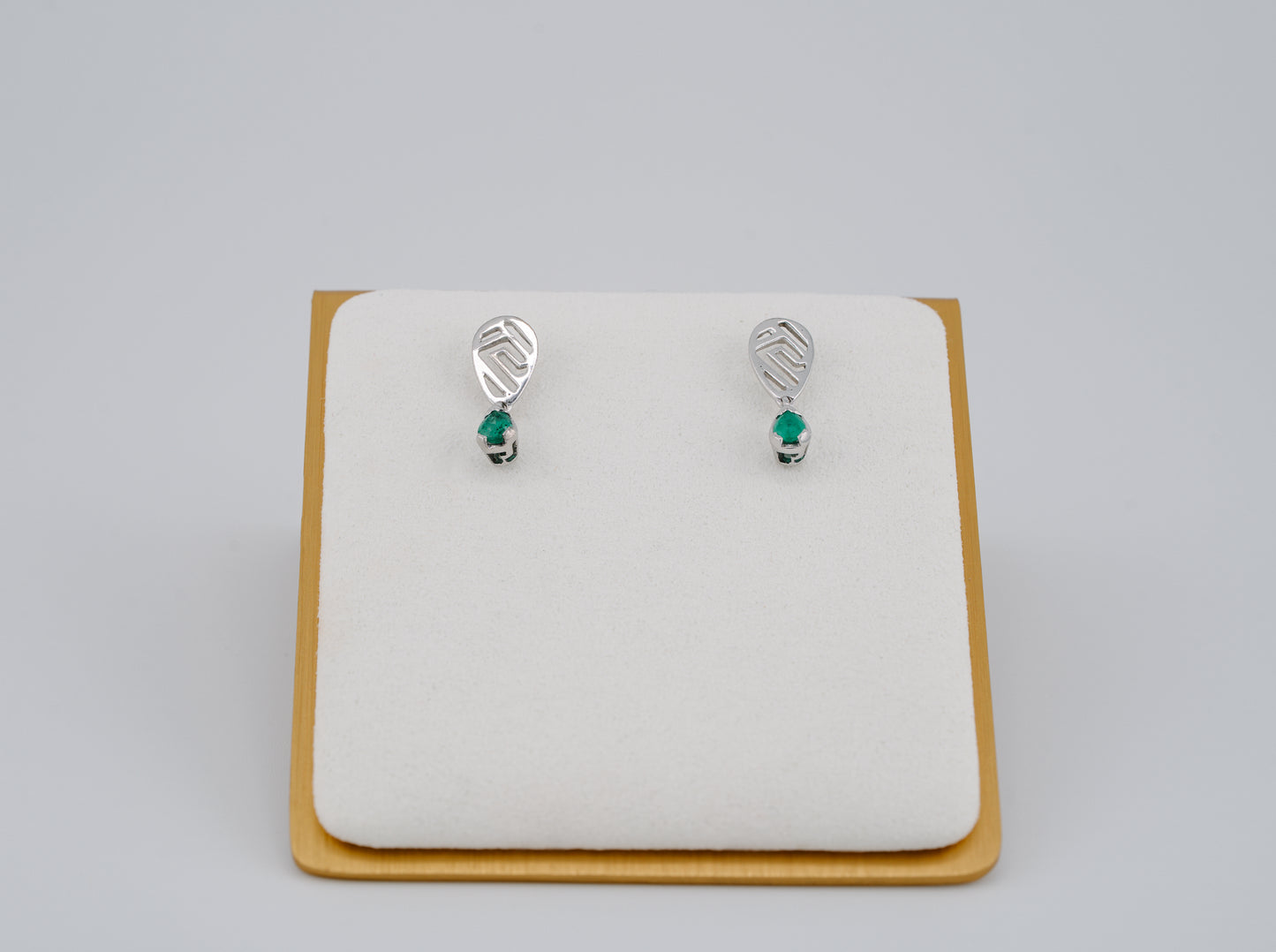 The Whisper of the Eagle Colombian Emerald Earrings in 0.40 ct Sterling Silver