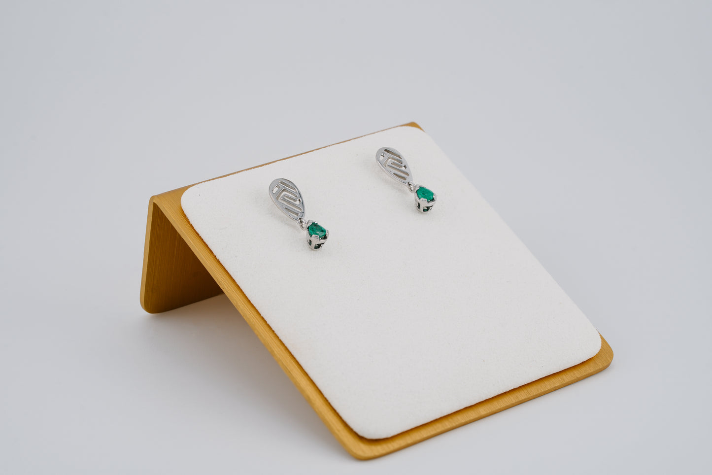 The Whisper of the Eagle Colombian Emerald Earrings in 0.40 ct Sterling Silver