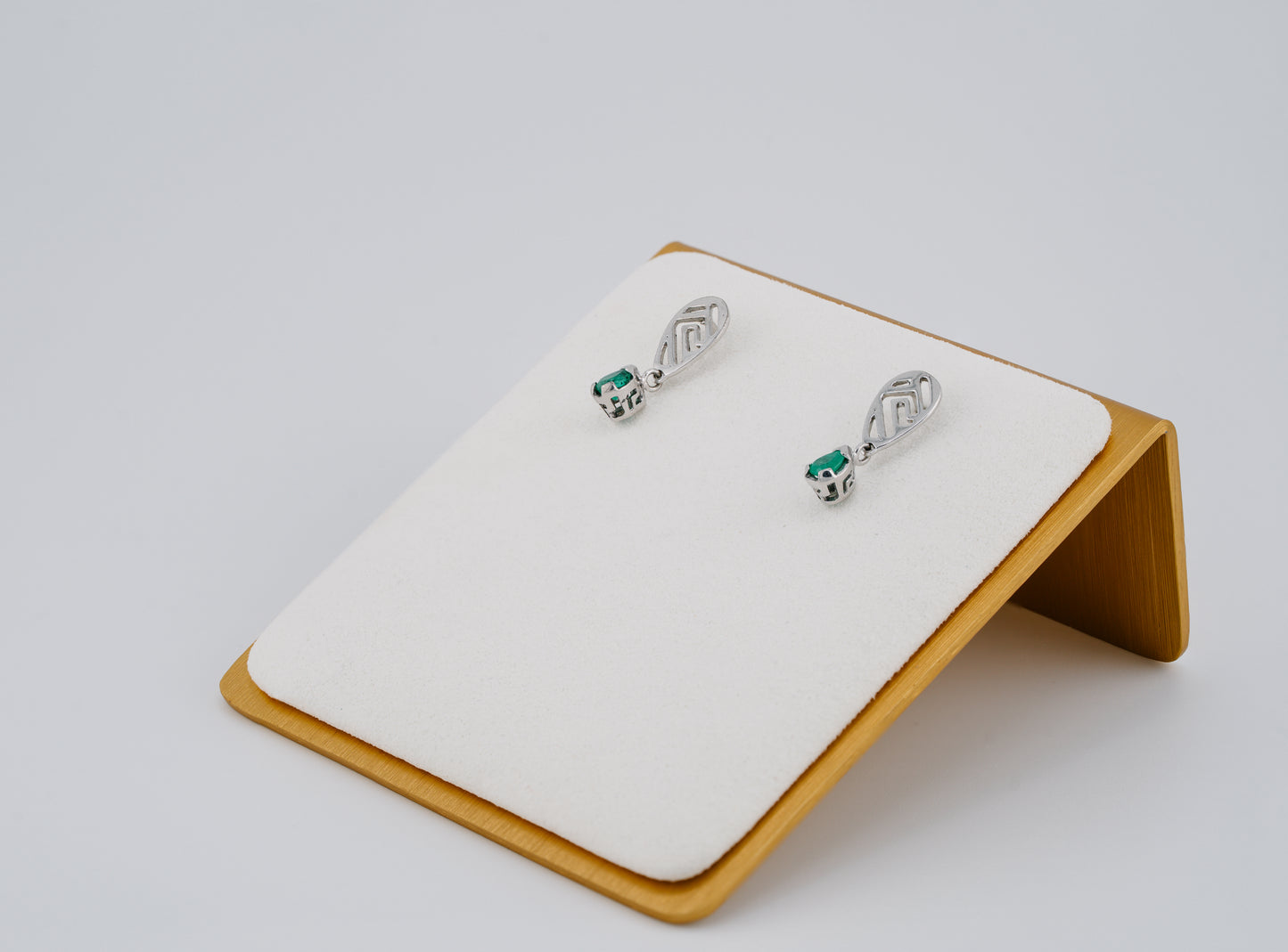 The Whisper of the Eagle Colombian Emerald Earrings in 0.40 ct Sterling Silver