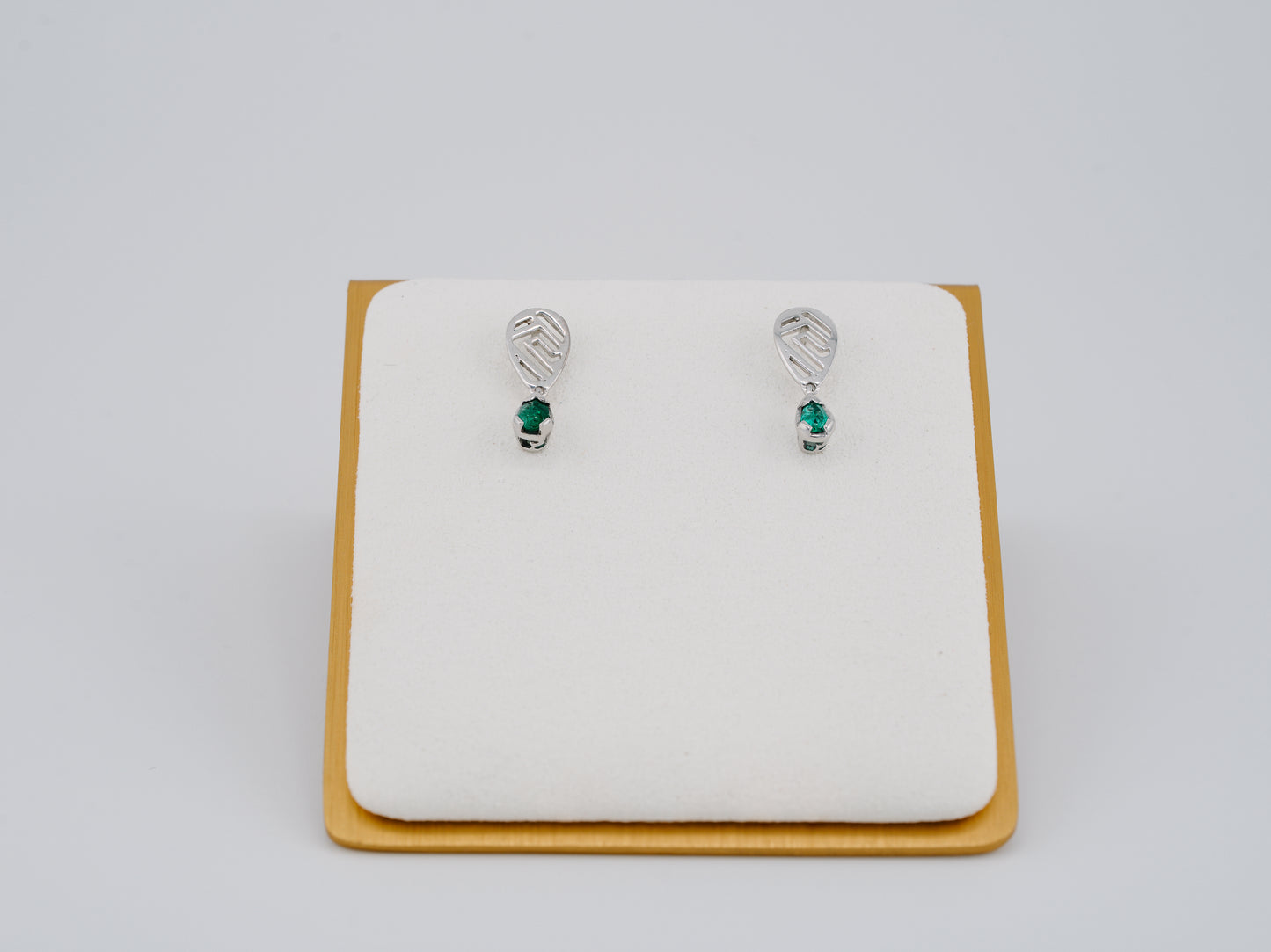 The Whisper of the Eagle Colombian Emerald Earrings in 0.29 ct Sterling Silver