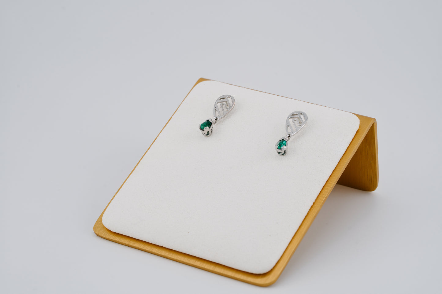The Whisper of the Eagle Colombian Emerald Earrings in 0.29 ct Sterling Silver