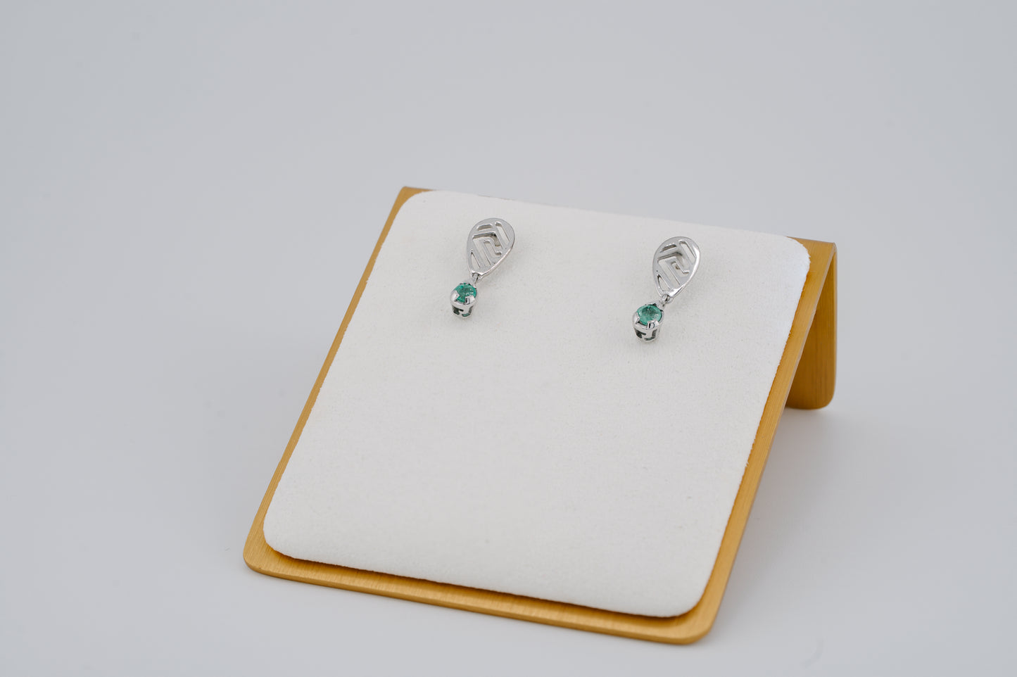 The Whisper of the Eagle Colombian Emerald Earrings in 0.20 ct Sterling Silver