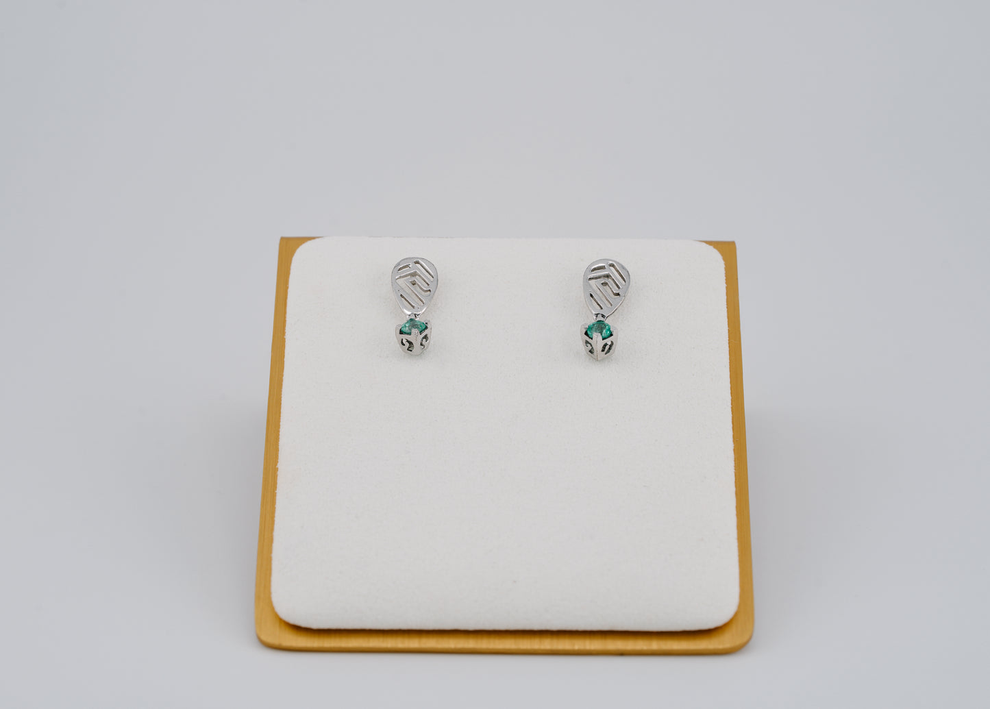 The Stone Guardian’s Grace Colombian Emerald Earrings in 0.15 ct Sterling Silver