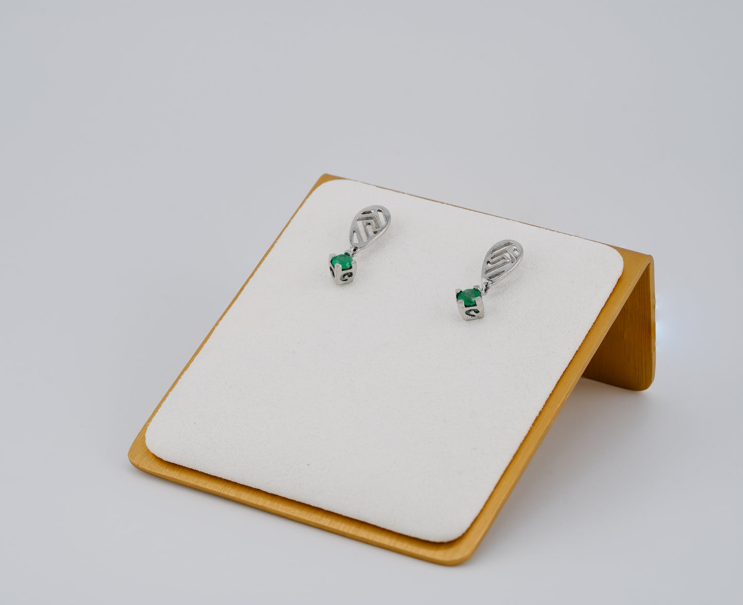 The Stone Guardian’s Grace Colombian Emerald Earrings in 0.26 ct Sterling Silver