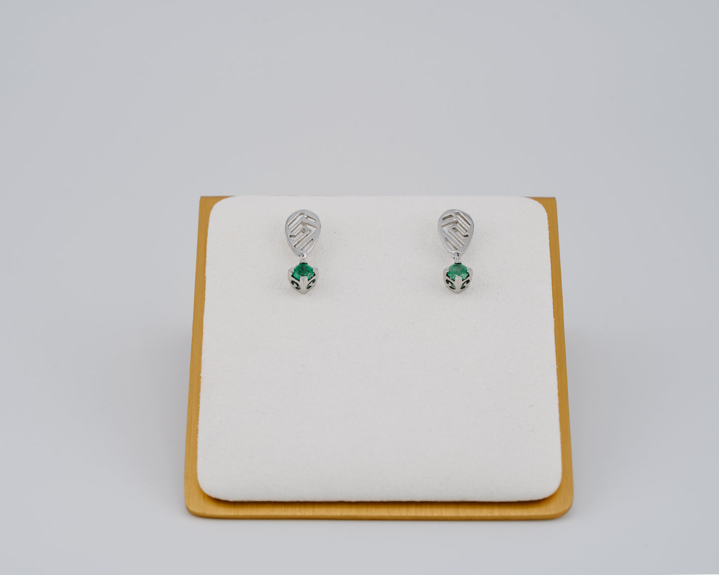 The Stone Guardian’s Grace Colombian Emerald Earrings in 0.15 ct Sterling Silver